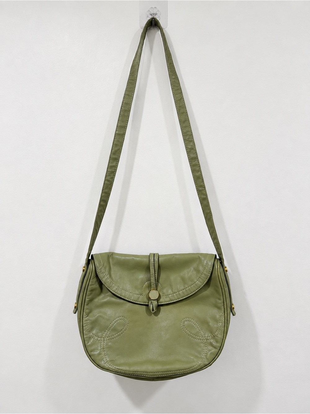 Vintage Bugatti Genuine Leather Green Crossbody Shoulder Bag